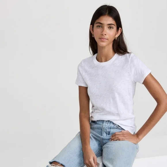 ATM Anthony Thomas Melillo White Heathered Schoolboy Crew Neck Tee T-Shirt M - Picture 2 of 13